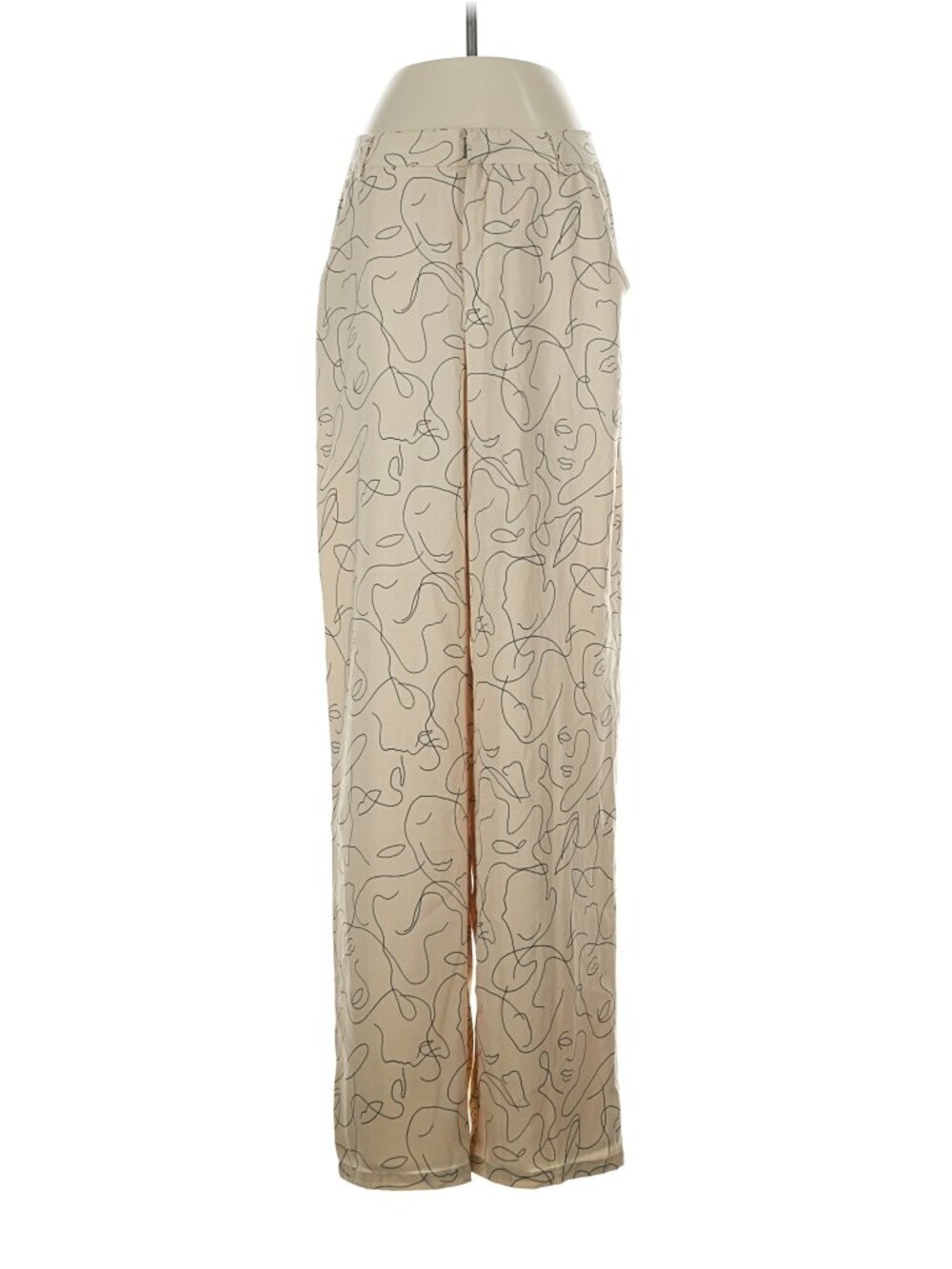 Le Lis Beige Pants with Abstract face print